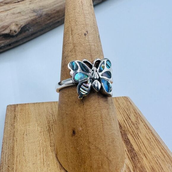 Abalone Butterfly Sterling Silver Ring - Picture 4 of 10